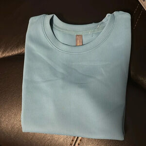 Mondetta Ladies' Soft Ribbed Short Sleeve Active Top, Adriatic Blue X-Small NWOT